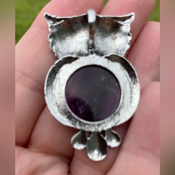 36 🖤 Amethyst Crystal Owl Pendant Necklace Jewelry - Picture 6 of 7